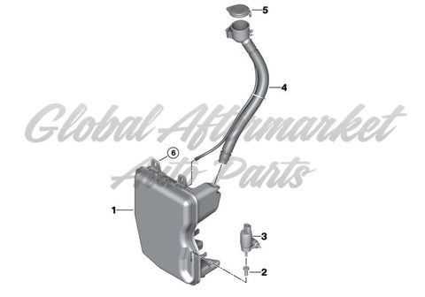 WINDSHIELD WASHER TANK W/HEADLAMP WASHER/CAP/INLET