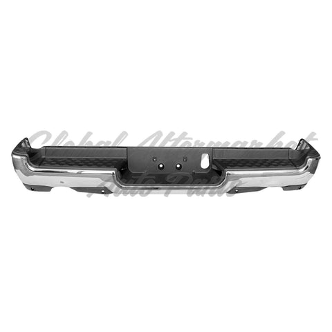 BUMPER RR ASSY CHROME FINISH DUAL EXHAUST W/PAD/EXTENSIONS/BOTH MOUNT BRACKETS W/ADVANCE PARK ASSIST SENSOR/PARK ASSIST SENSOR EXCLUDE REBEL/TRX