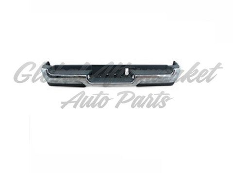 BUMPER RR ASSY CHROME FINISH W/PAD/EXTENSION/BOTH VALANCE/PAD PLUG / SINGLE EXHAUST W/O SENSOR EXCLUDE REBEL/TRX