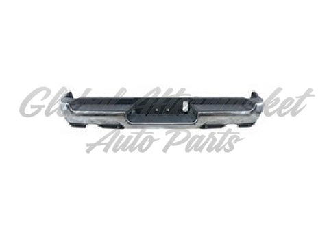 BUMPER RR ASSY CHROME FINISH DUAL EXHAUST W/ PAD/ EXTENSIONS / BOTH MOUNT BRACKETS W/O ADVANCED PARK W/SENSOR EXCLUDE REBEL/TRX