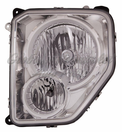 HEAD LAMP LH CHROME BEZEL W/FOG LAMP ROUND BULB SHIELD HQ