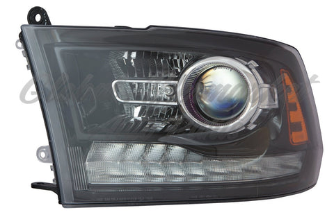 HEAD LAMP LH HALOGEN PROJECTOR BLACK BEZEL