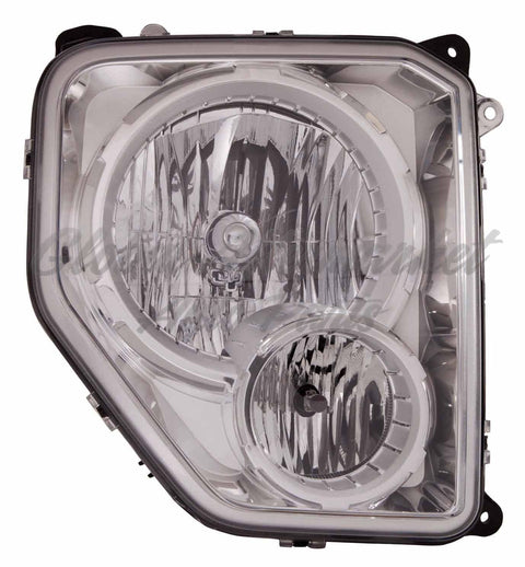 HEAD LAMP RH CHROME BEZEL W/FOG LAMP ROUND BULB SHIELD HQ