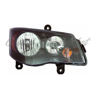 HEAD LAMP RH HALOGEN W/BLACK BEZEL CAPA