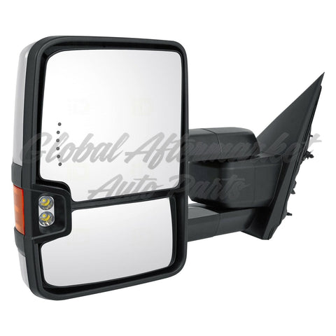 DOOR MIRROR LH POWER HTD TOW TYPE W/SIDE MARKER/IN-GLASS TURN SIGNAL/CARGO SPOTLIGHT