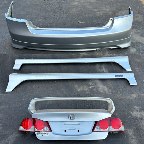 JDM 2006-2008 Honda/Acura CSX Rear End Conversion Rear Trunk w/ Mugen Spoiler + Bumper + TailLights + Sideskirts