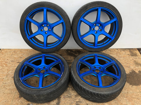 JDM Rays Gram Lights Marine Blue 57C6 Wheels 18x7.5 5x100 Lightweight Rims USED