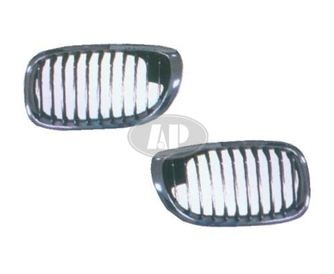 GRILLE RH CHROME/BLACK [11 BLACK VERTICAL BARS WITH CHROME FACE SURROUNDED BY CHROME FRAME]