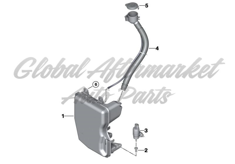 WINDSHIELD WASHER TANK W/HEADLAMP WASHER/CAP/INLET