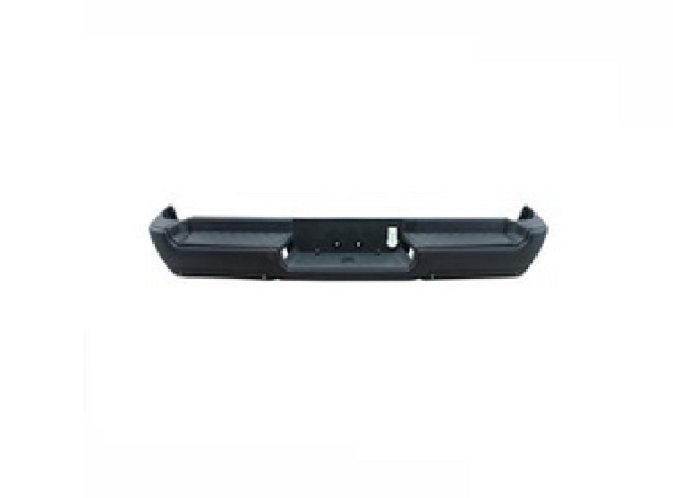 BUMPER RR ASSY BLACK POWDER COAT SINGLE EXHAUST W/ PAD/EXTENSIONS/BOTH MOUNT BRACKETS W/SENSOR W/O ADVANCED PARK EXCLUDE REBEL/TRX