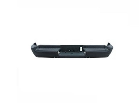 BUMPER RR ASSY BLACK POWDER COAT SINGLE EXHAUST W/ PAD/EXTENSIONS/BOTH MOUNT BRACKETS W/SENSOR W/O ADVANCED PARK EXCLUDE REBEL/TRX
