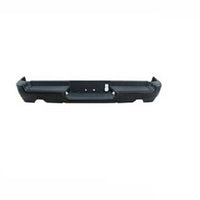 BUMPER RR ASSY BLACK POWDER COAT DUAL EXHAUST W/PAD/EXTENSIONS/BOTH MOUNT BRACKET/ ALL INNER OUTER VALANCE W/O SENSOR REBEL/ TRX