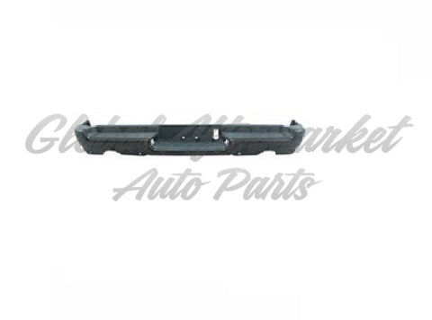 BUMPER RR ASSY BLACK POWDER COAT DUAL EXHAUST W/ PAD/EXTENSIONS/ BOTH MOUNT BRACKETS W/O ADVANCED PARK W/SENSOR REBEL/ TRX