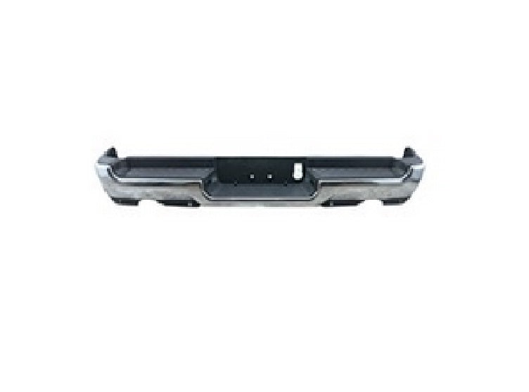 BUMPER RR ASSY CHROME FINISH DUAL EXHAUST W/ PAD/ EXTENSIONS / BOTH MOUNT BRACKETS W/O ADVANCED PARK W/SENSOR EXCLUDE REBEL/TRX