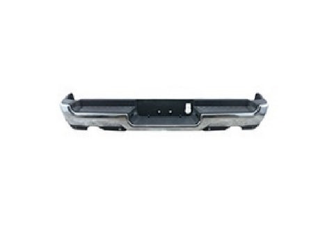 BUMPER RR ASSY CHROME FINISH DUAL EXHAUST W/ PAD/ EXTENSIONS / BOTH MOUNT BRACKETS W/O ADVANCED PARK W/SENSOR EXCLUDE REBEL/TRX