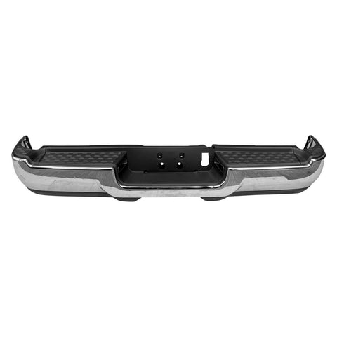 BUMPER RR ASSY CHROME FINISH W/TOP PAD/ PLASTIC SIDE EXTENSIONS / BOTH BRACKETS / LICENSE LAMPS / BOTH VALANCE W/O RR VALANCE LAMP/PARK