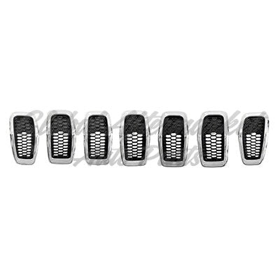 GRILLE MATTE BLACK W/CHROME MOULDING 7 PIECES SET