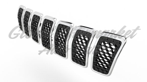 GRILLE FR CHROME FRAME W/BLACK INSERT 7-PC SET