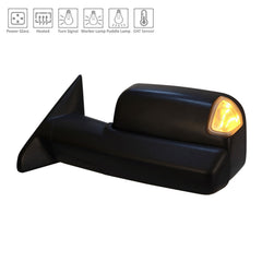 DOOR MIRROR LH POWER HTD TEXTURED W/MARKER LAMP/PUDDLE LAMP/SIGNAL/SPOTTER/SENSOR