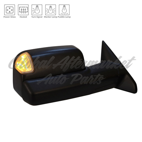 DOOR MIRROR RH POWER HTD TEXTURED W/MARKER LAMP/PUDDLE LAMP/SIGNAL/SPOTTER