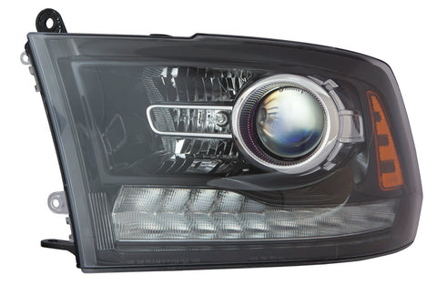 HEAD LAMP LH HALOGEN PROJECTOR BLACK BEZEL