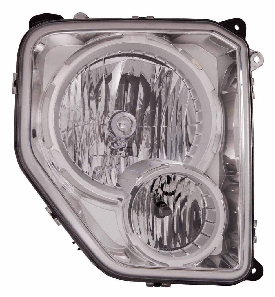 HEAD LAMP RH CHROME BEZEL W/FOG LAMP ROUND BULB SHIELD CAPA