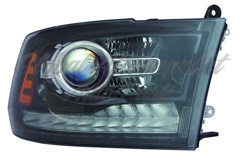 HEAD LAMP RH HALOGEN PROJECTOR BLACK BEZEL
