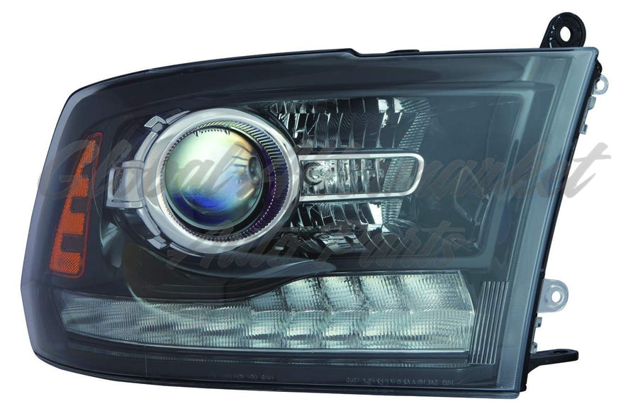 HEAD LAMP RH HALOGEN PROJECTOR BLACK BEZEL