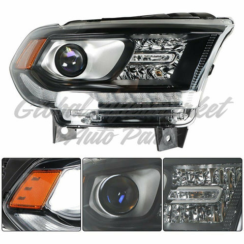 HEAD LAMP RH HALOGEN BLACK BEZEL W/LED DRL CAPA