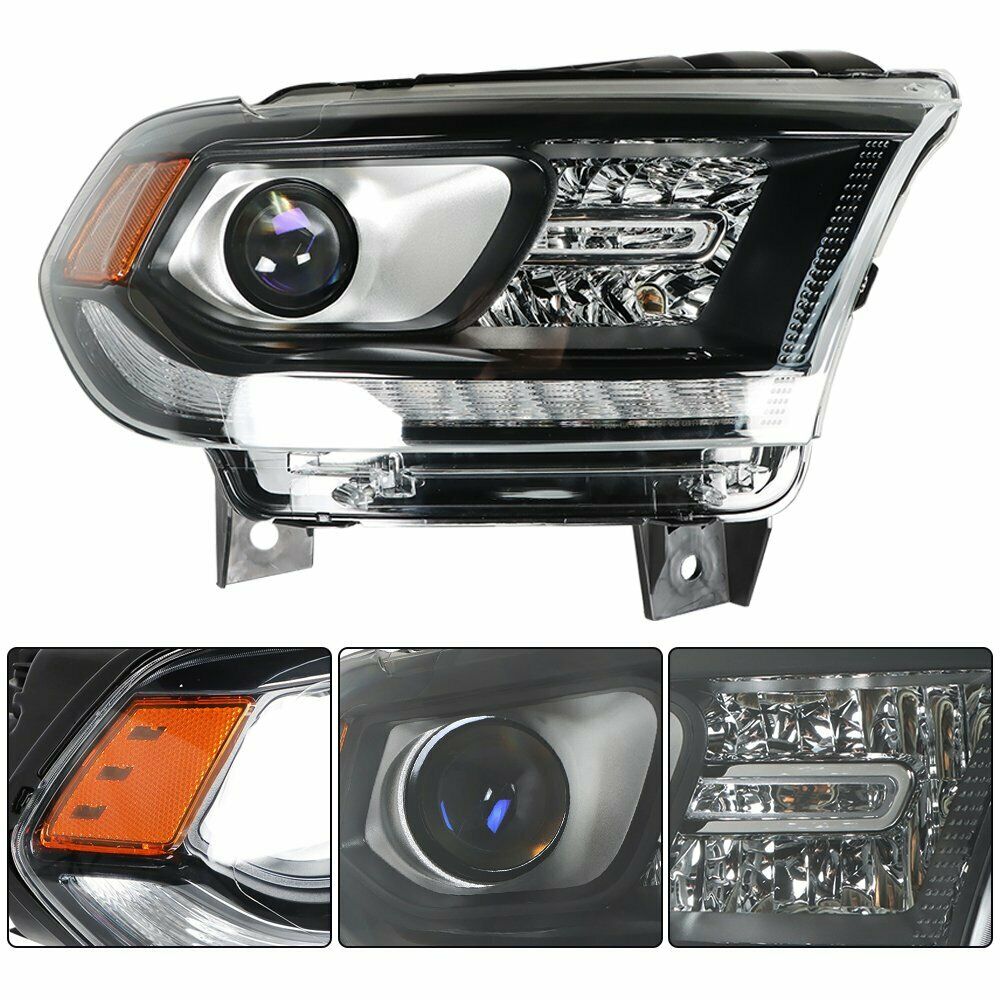 HEAD LAMP RH HALOGEN BLACK BEZEL W/LED DRL HQ