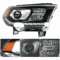HEAD LAMP RH HALOGEN BLACK BEZEL W/LED DRL HQ