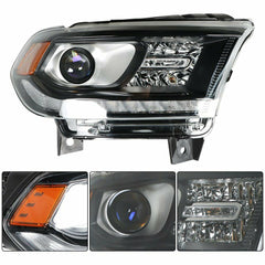 HEAD LAMP RH HALOGEN BLACK BEZEL W/LED DRL HQ