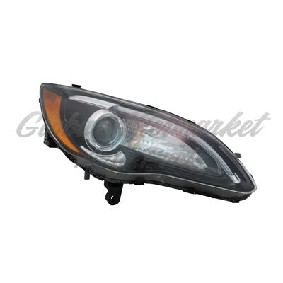 HEAD LAMP RH HALOGEN 1ST DESIGN BLACK BEZEL W/CHROME ACCENT INSERT S MODEL HQ