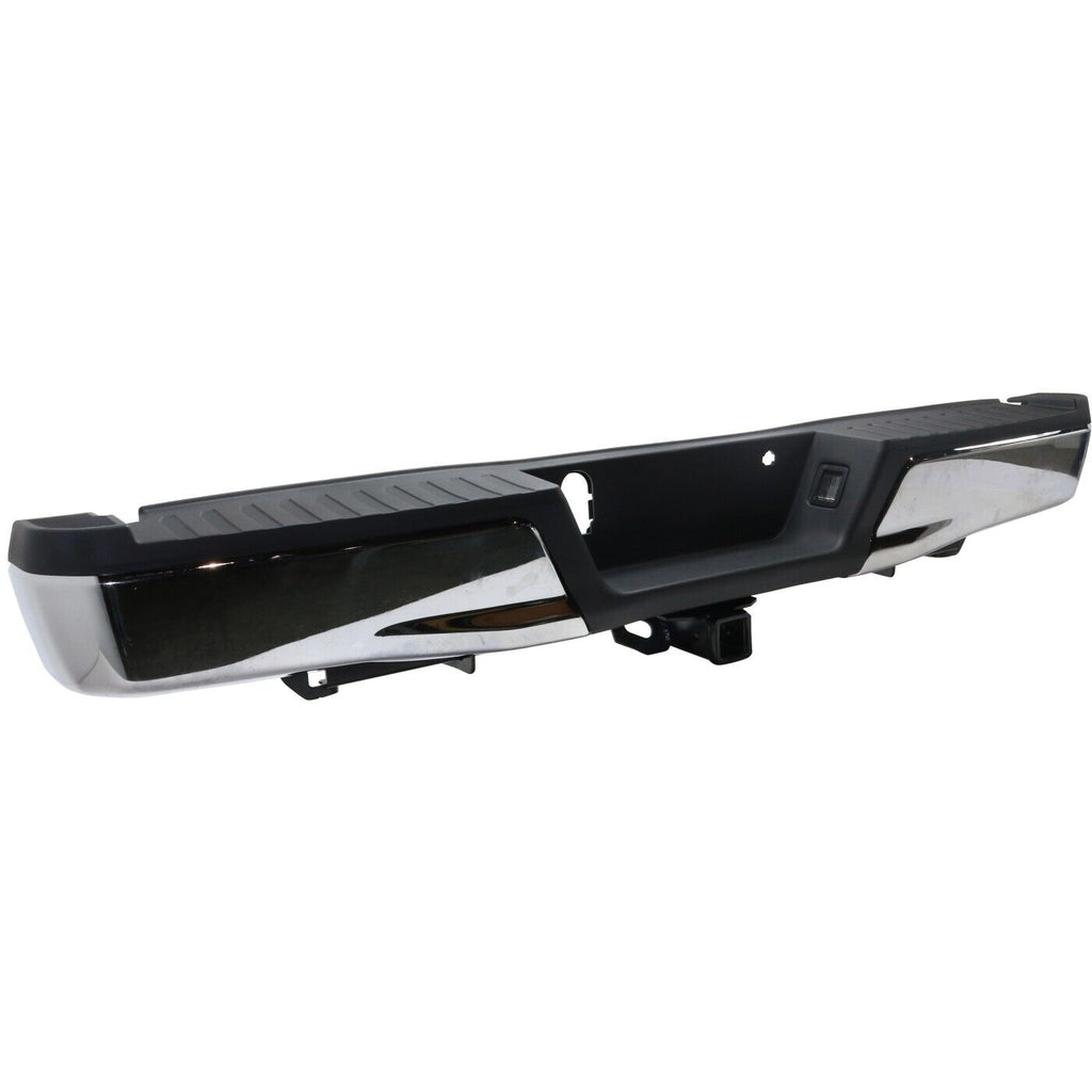 BUMPER RR ASSY CHROME W/BLACK PAD W/BASE TOW HITCH W/O SENSOR