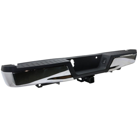 BUMPER RR ASSY CHROME W/BLACK PAD W/BASE TOW HITCH W/O SENSOR
