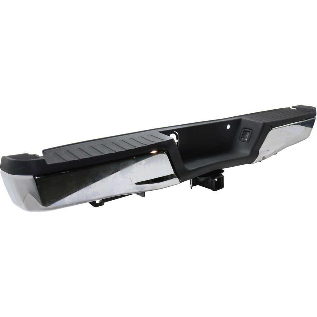 BUMPER RR ASSY CHROME W/BLACK PAD W/MAX TOW HITCH W/O SENSOR