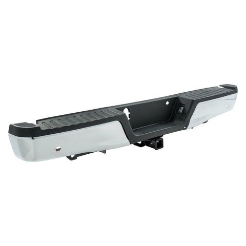 BUMPER RR ASSY CHROME W/BLACK PAD W/BASE TOW HITCH/SENSOR