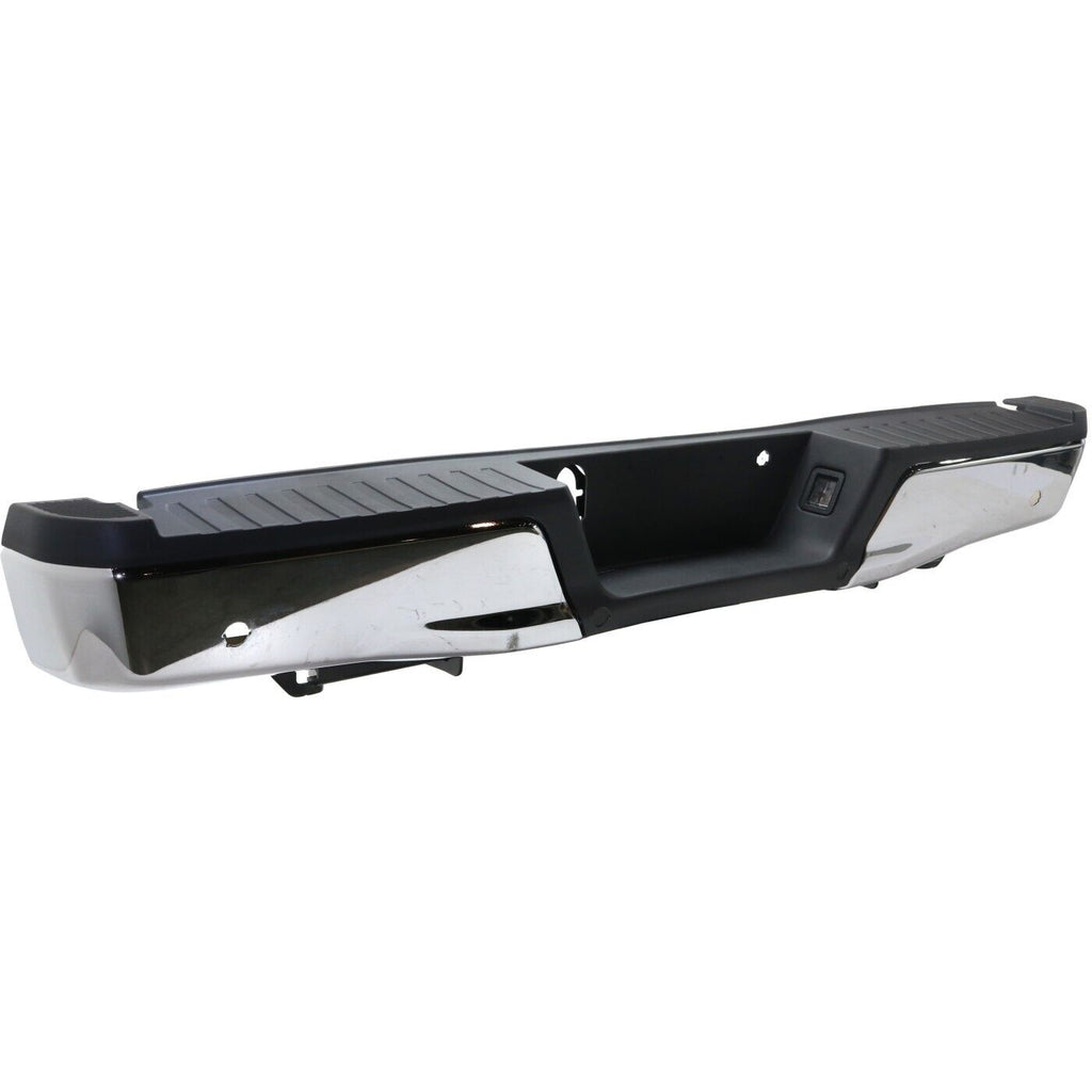 BUMPER RR ASSY CHROME W/BLACK PAD W/SENSOR/MAX TOW HITCH