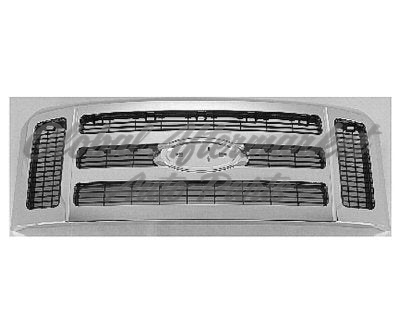 GRILLE MATTE-DK GRAY W/CHROME FRAME XLT/LARIAT MODEL