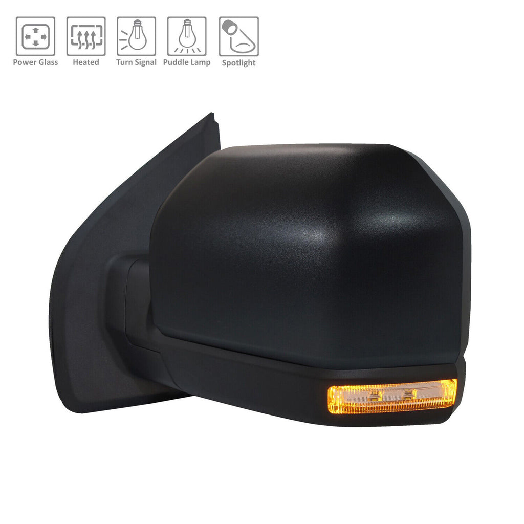 DOOR MIRROR LH POWER TEXTURED HTD W/SIGNAL/PUDDLE LAMP/SPOT LAMP