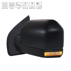 DOOR MIRROR LH POWER HTD TEXTURED W/SIGNAL/PUDDLE LAMP/SPOT LAMP/BLIND SPOT