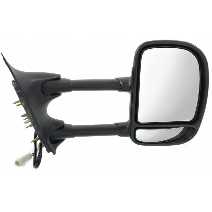 DOOR MIRROR RH POWER TEXTURED DUAL ARM/GLASS TELESCOPIC TYPE ROUND PLUG