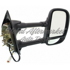 DOOR MIRROR RH POWER TEXTURED DUAL ARM/GLASS TELESCOPIC TYPE ROUND PLUG