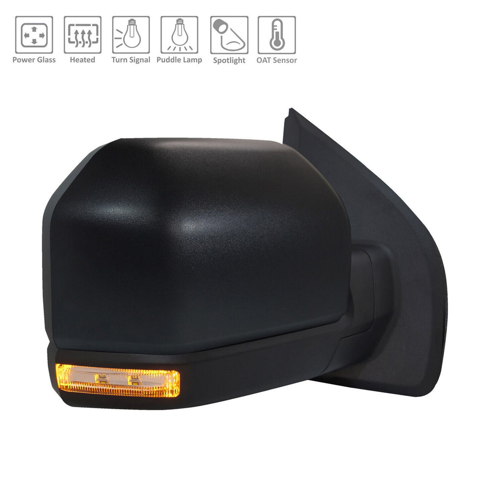 DOOR MIRROR RH POWER HTD TEXTURED W/SIGNAL/PUDDLE LAMP/SPOT LAMP/TEMPERATURE