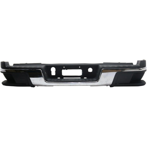 BUMPER RR ASSY CHROME W/PADS/BRACKETS/LAMPS W/O SENSOR
