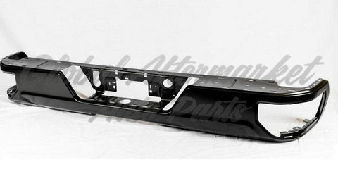 BUMPER RR ASSY STEEL W/O BLIND SPOT BRACKETS (FACE BAR/PAD/INSERTS/OUTER SUPPORT BRACKETS/CHROME EXHAUST BEZELS/LICENSE) W/DUAL EXHAUST W/O SENSOR