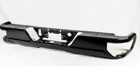 BUMPER RR ASSY STEEL W/O BLIND SPOT BRACKETS (FACE BAR/PAD/INSERTS/OUTER SUPPORT BRACKETS/CHROME EXHAUST BEZELS/LICENSE) W/DUAL EXHAUST W/O SENSOR
