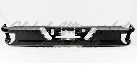 BUMPER RR ASSY CHROME W/ PARK ASSIST SENSOR/ DUAL EXHAUST / BLIND SPOT BRACKETS (FACE BAR/PAD/INSERTS/OUTER SUPPORT BRACKETS/SENSOR)