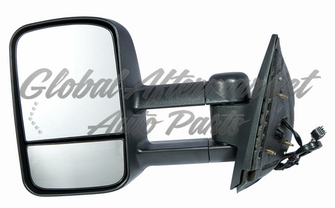 DOOR MIRROR LH POWER HTD TEXTURED TRAILER TOW TYPE TELESCOPIC W/SIGNAL MANUAL FOLDING