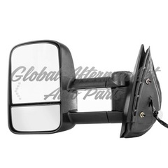 DOOR MIRROR LH POWER HTD TEXTURED TRAILER TOW TYPE TELESCOPIC W/SIGNAL MANUAL FOLDING